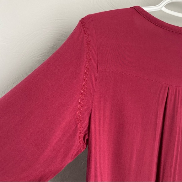 SAMLIN Red Blouse with Embroidered Design Buttoned 3/4 Sleeves - Picture 6 of 12